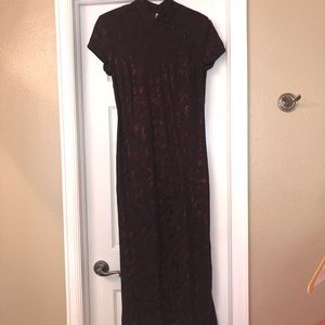Dark red Asian dress